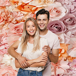 Toile de fond de fleurs roses pour la fête mariage mur floral fête de mariée décoration de portrait studio photographique