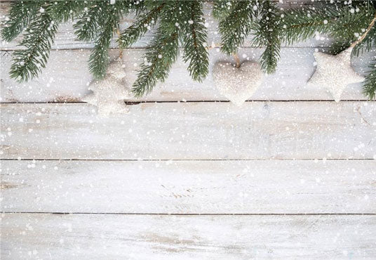 Toile de fond de Noël de photomaton de flocon de neige de mur en bois blanc