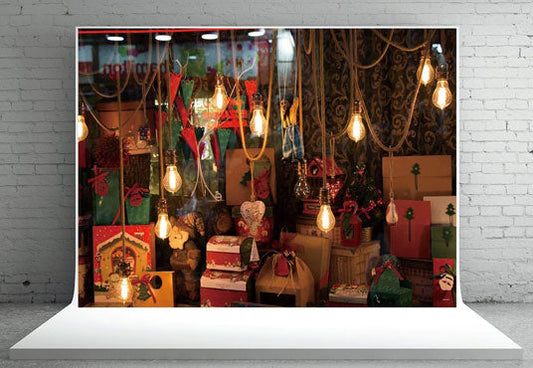 Toile de fond décors de photographie de cadeau de Noël de lumière vive