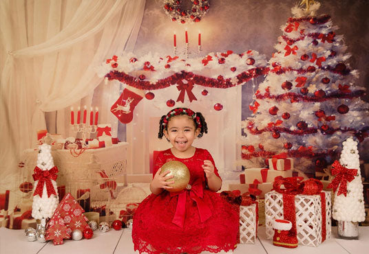 Toile de fond d'arbre de Noël blanc pour le studio photo