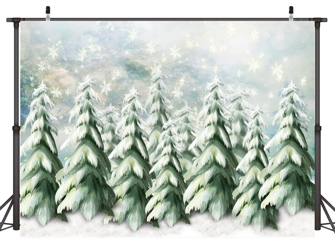 Toile de fond de pins verts avec lumières de Noël pour la photographie SBH0272