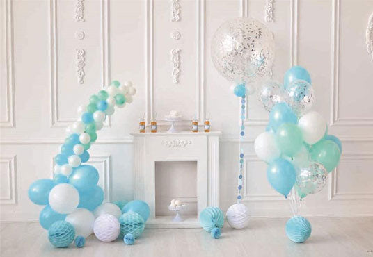 Toile de fond de ballon bleu bébé pour l'anniversaire