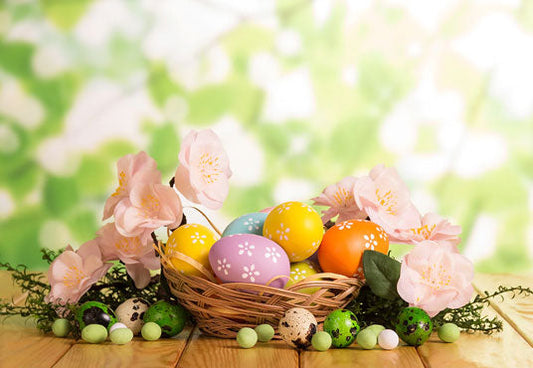 Toile de fond décors de photographie de Pâques de jardin de printemps pour la photographie