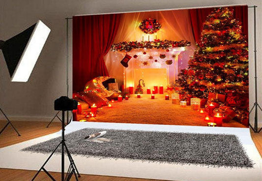 Toile de fond décors de photographie de paillettes de nuit de Noël