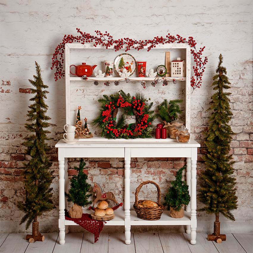 Toile de fond des armoires de cuisine de Noël pour la photographie SBH0267