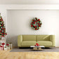 Toile de fond d'arbre de Noël de sofa vert de plancher en bois pour le studio