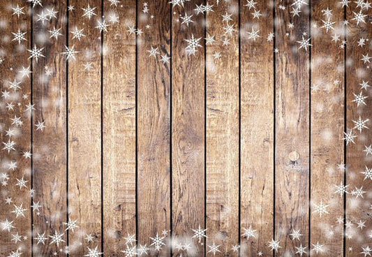 Toile de fond décors de Noël de flocon de neige de mur en bois brun