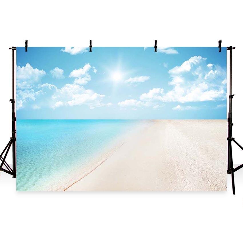 Sea and Beach Blue Sky Landscape Backdrop For Summer Sea Theme Photography