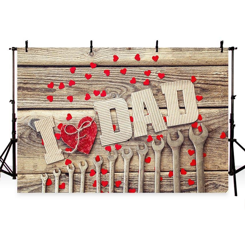 I Love Dad Backdrop for Father's Day Photography Wood Floor Background