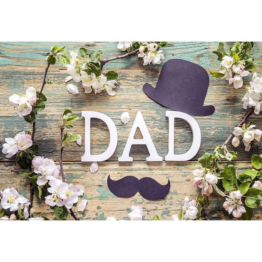 Father's Day Backdrop Wood Floor Flower Decoration Photography Background