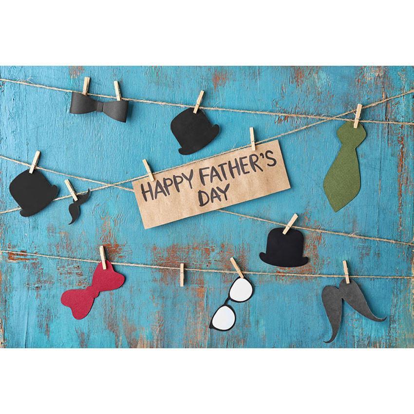 Happy Father' Day Backdrop Blue Wood Wall Photography Background