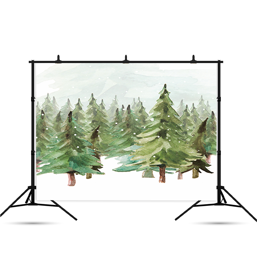 Toile de fond d'arbres vert de Noël d'hiver pour la photographie SBH0164