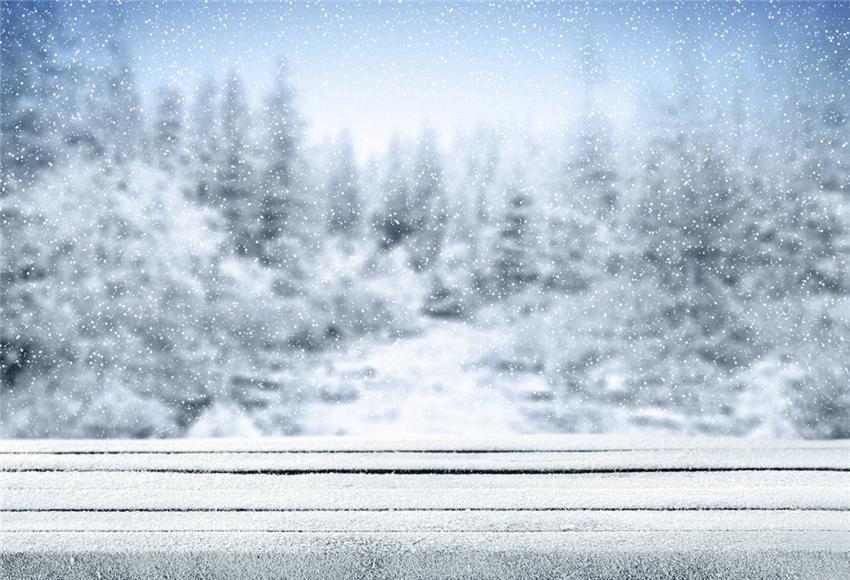 Toile de fond décors de photo de plancher de bois de neige d'hiver pour la photographie