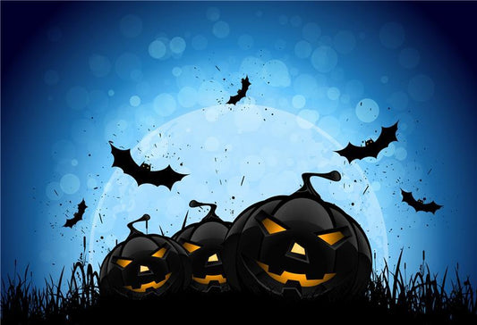 Toile de fond d'Halloween de chauves-souris citrouilles noires