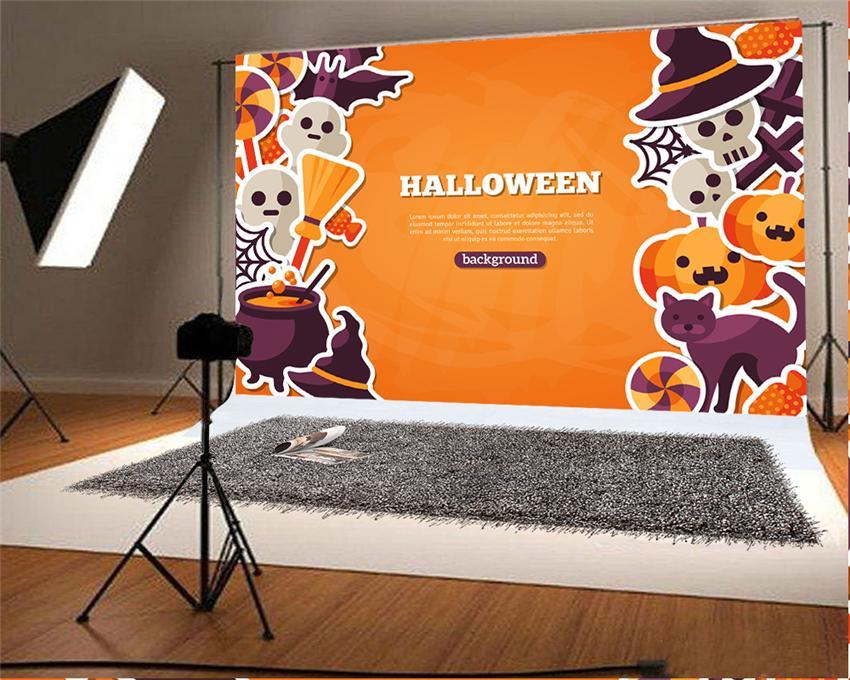 Toile de fond décors d'Halloween de dessin animé orange