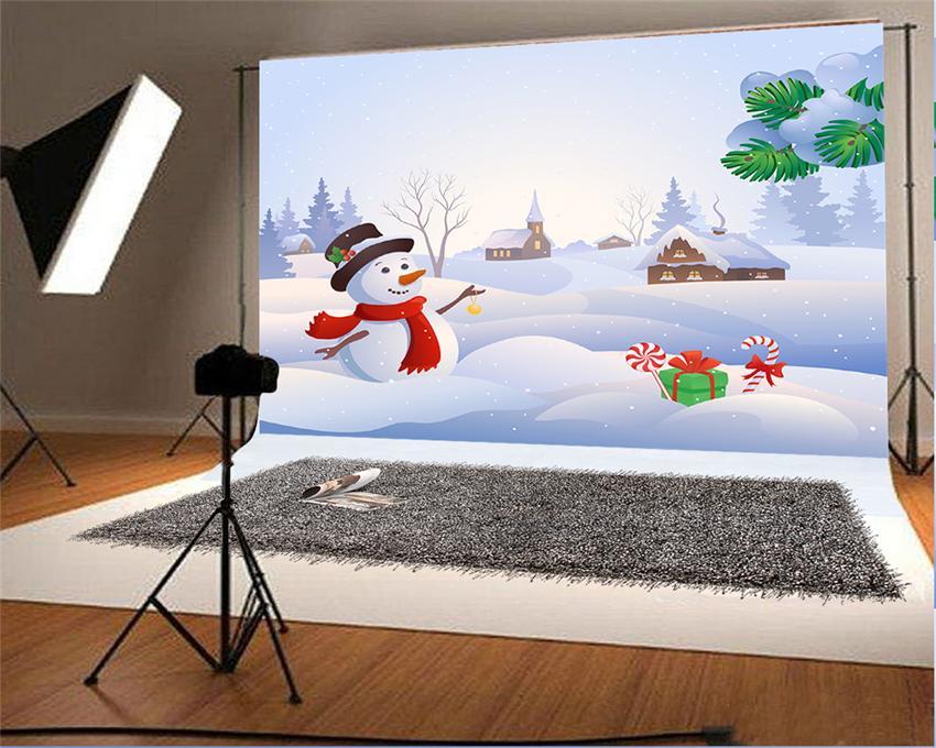 Toile de fond de Noël bonhomme de neige blanc pour la photo