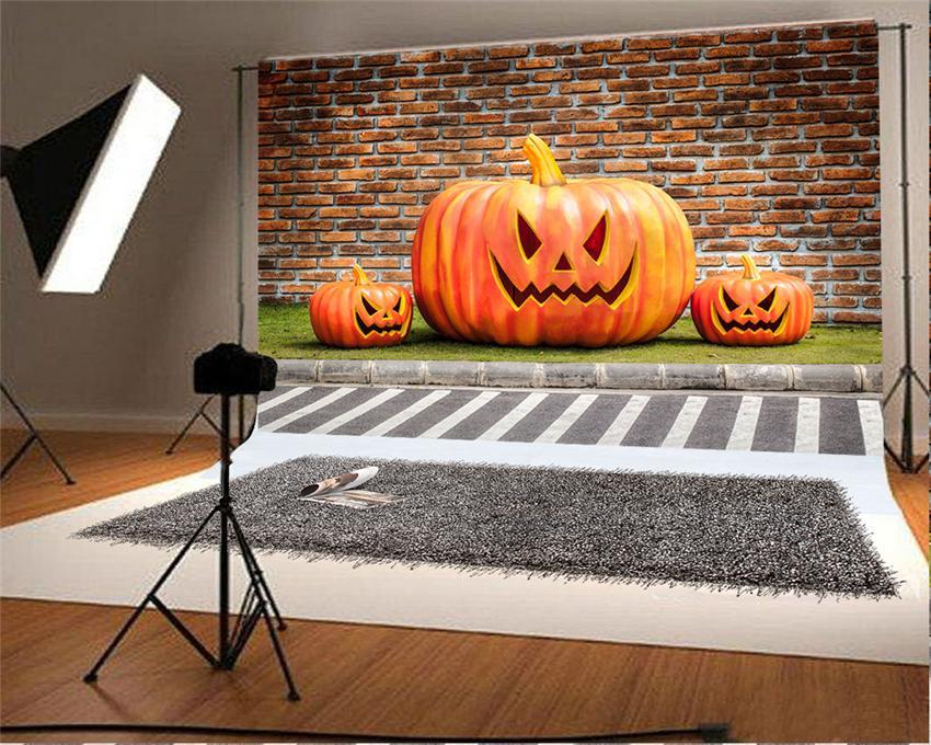 Toile de fond de mur de briques d'Halloween grosse citrouille pour la photography