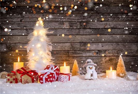 Toile de fond décors de Noël en bois brun d'hiver de neige pour les photographies