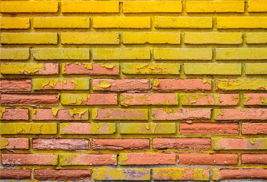 Toile de fond décors de photographie de mur de brique rétro jaune pour la photographie