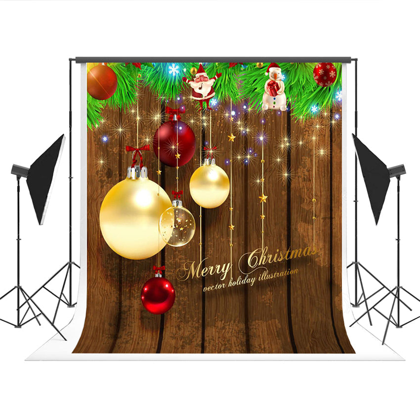 Toile de fond décors de photo de Noël en bois brun foncé