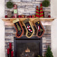 Toile de fond de photographie de cheminée de brique de Noël