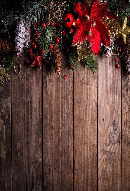 Toile de fond de Noël en bois foncé pour le studio photo