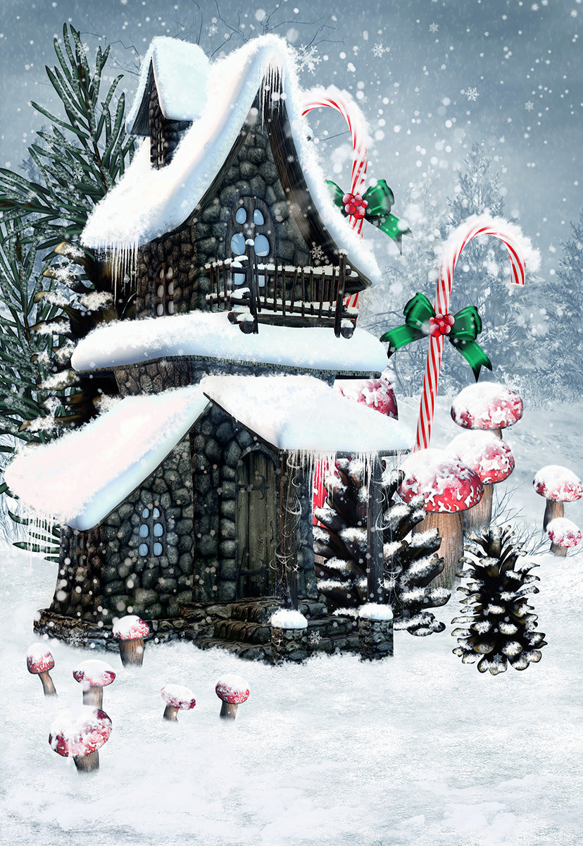 Toile de fond de pierre maison hiver neige Noël