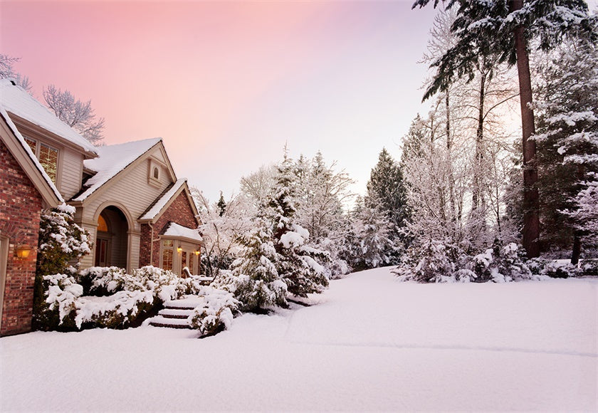 Toile de fond de neige blanche maisons photographie fond d'hiver