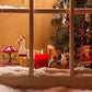 Toile de fond décors de photo de cheval fenêtre de Noël pour le studio