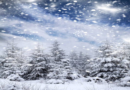 Toile de fond d'hiver blanc flocon de neige forêt photographie