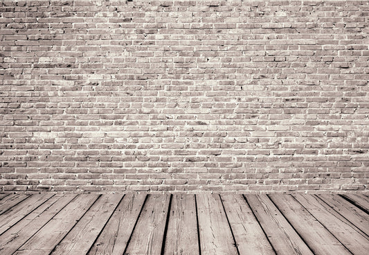 Toile de fond décors de photographie en bois de mur de briques grises