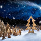 Toile de fond de nuit de ciel neige bois pin décors de Noël