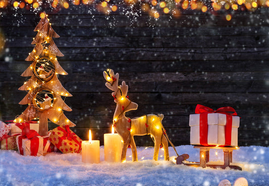 Toile de fond de lumière arbre de Noël cadeau photographie d'hiver