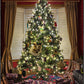 Toile de fond décors de photo de rideau de cadeau d'arbre de Noël lumineux