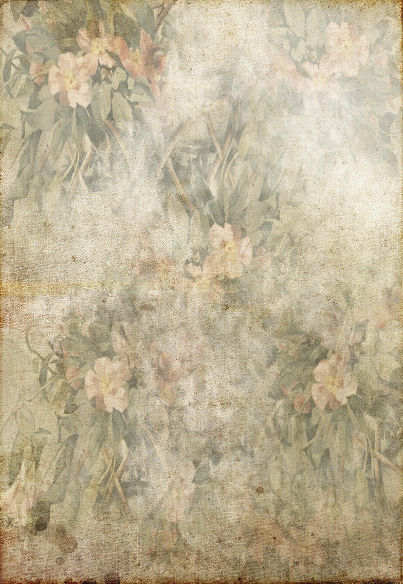 Toile de fond décors de studio photo feuilles vertes florales roses rétro