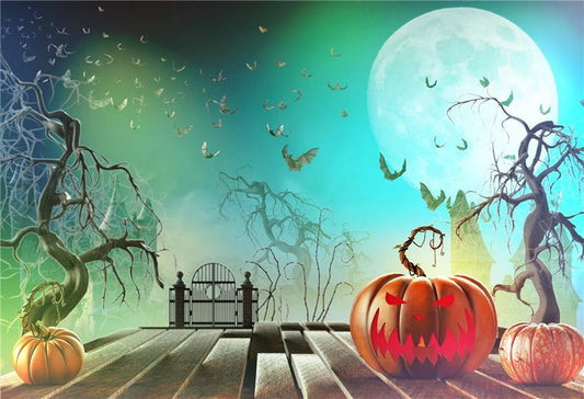 Toile de fond de Chauves-souris et la lune Halloween photo décors