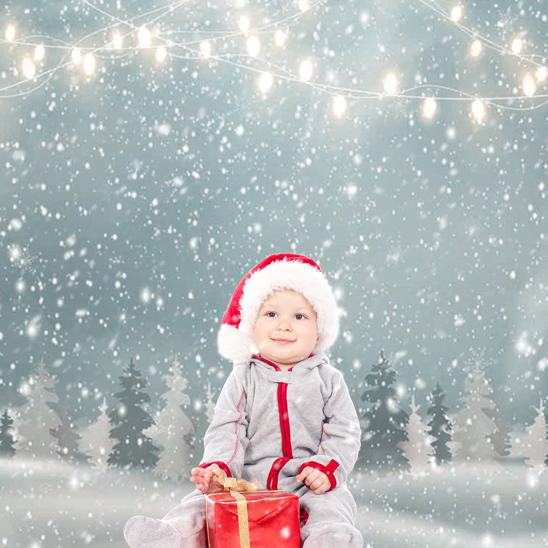 Toile de fond de Noël d'hiver de neige lumineuse pour le studio