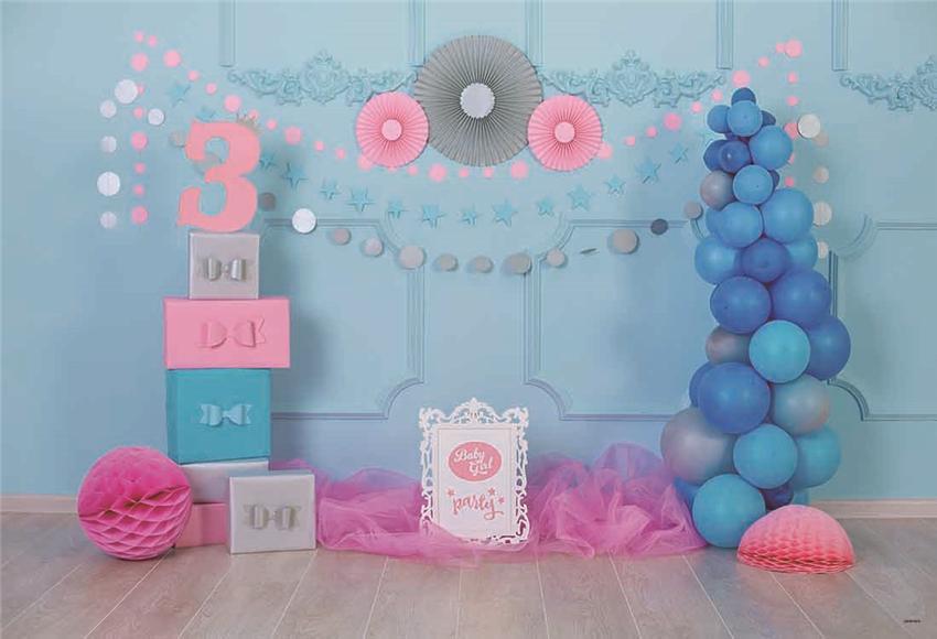 Toile de fond de 3ème anniversaire décor bébé pour la fête