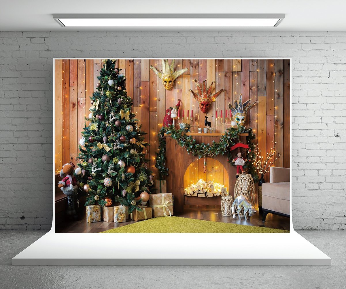 Toile de fond décors de Noël en bois pour la photographie