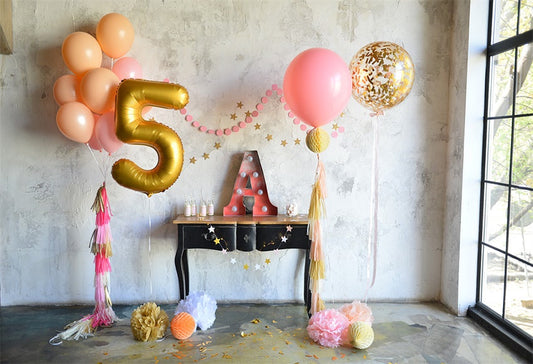 Toile de fond de photo décor de 5e anniversaire pour la fête