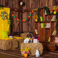 Toile de fond décors de Pâques colorés en paille de salle en bois marron