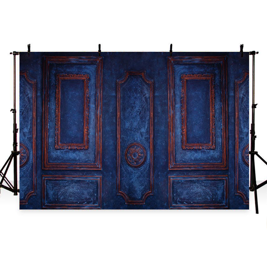 Toile de fond décors de studio photo de bordure en bronze de mur bleu jean vintage pour la mariage