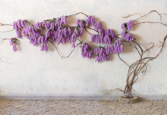 Toile de fond décors de sol en pierre de branches de fleurs de lavande pour la mariage