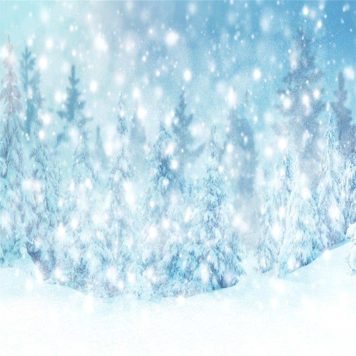 Winter Forest Christmas Backdrop Snowflake Background