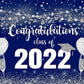 Toile de fond de graduation bleu et argent paillettes fond félicitations classee de 2022 fond de photographie SBH0102