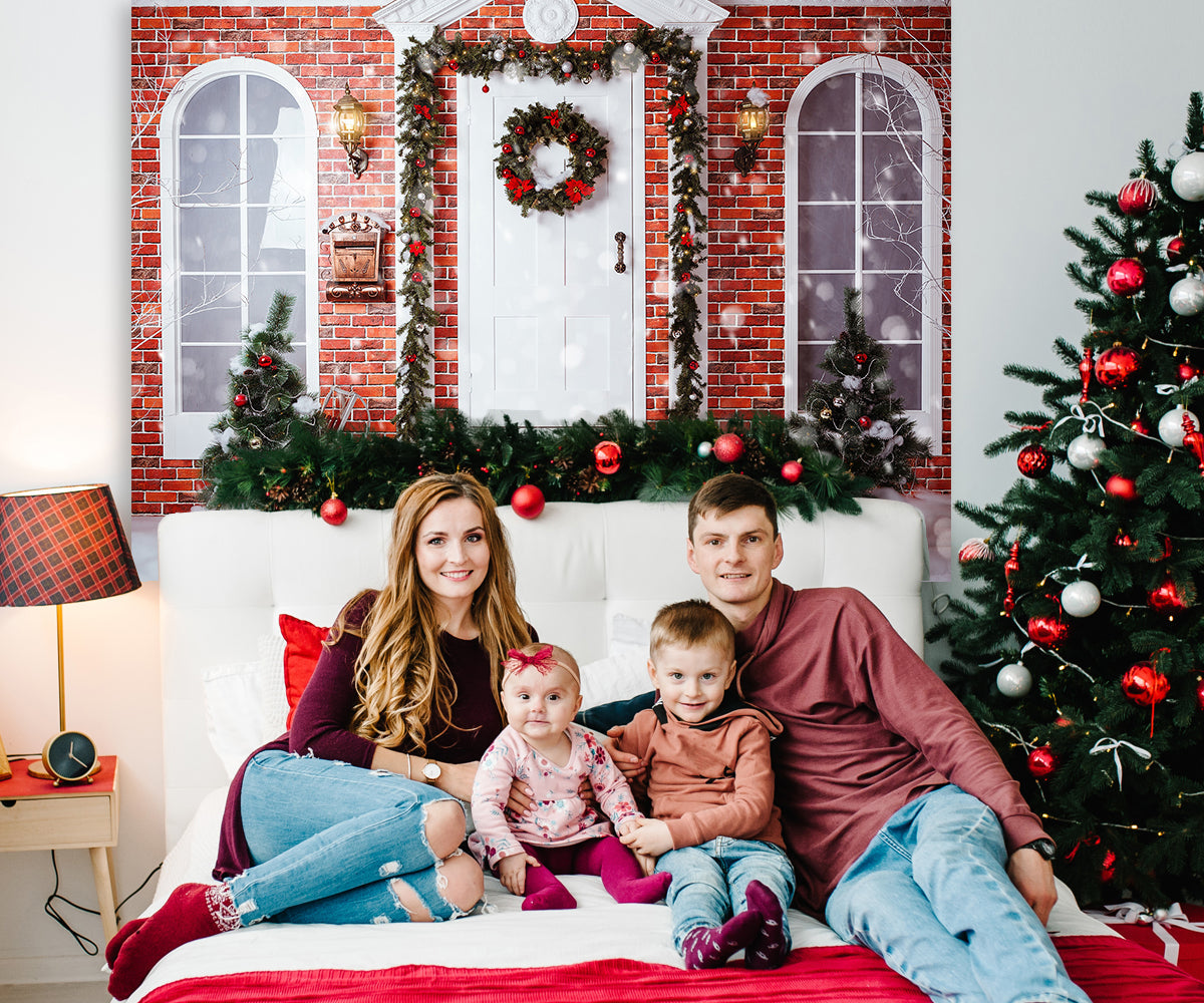 Toile de fond de photo de brique rouge joyeux Noël pour la photographie