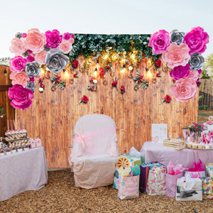 Toile de fond de fleur mur en bois anniversaire ou mariage photographie