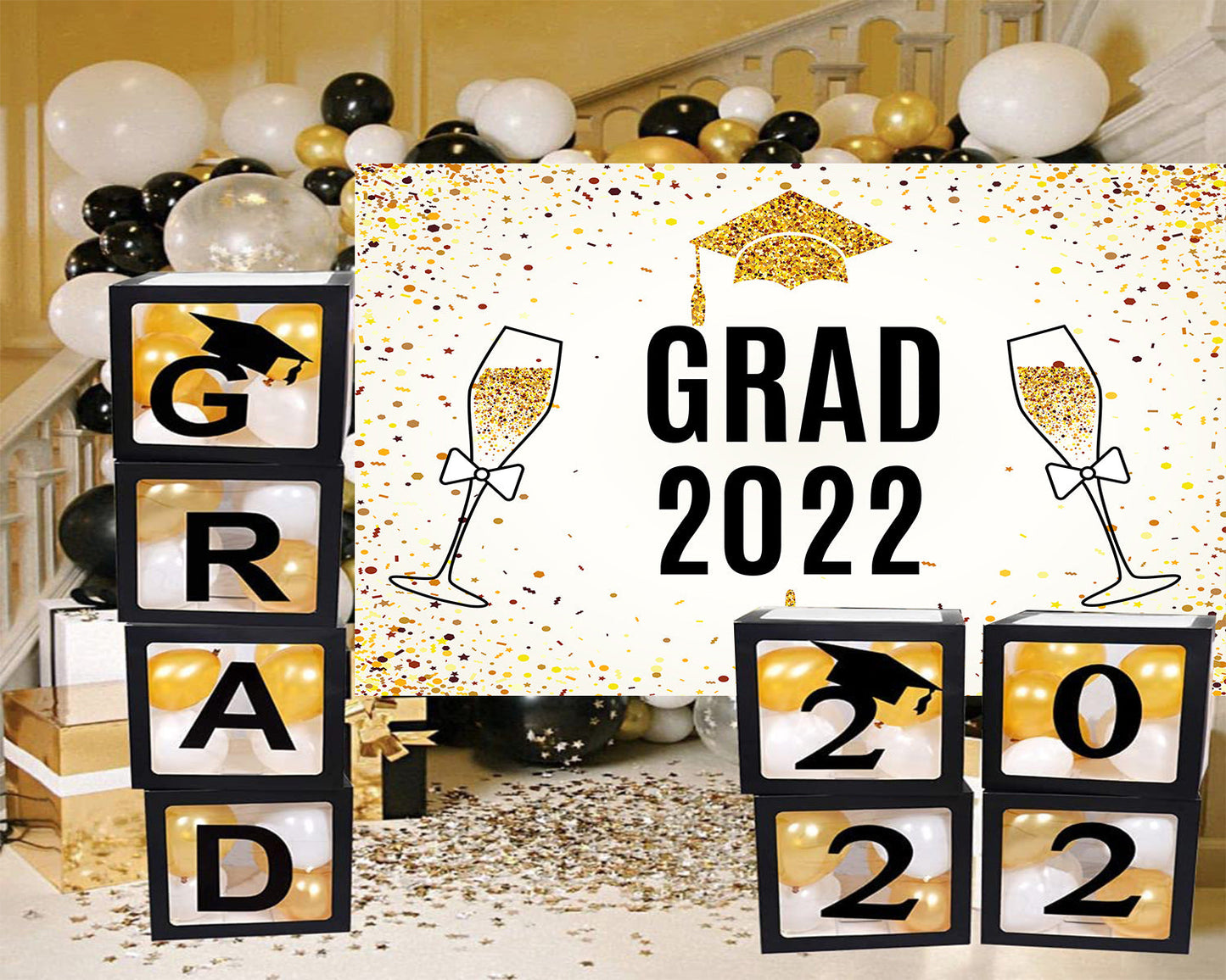 Toile de fond de fête de remise des diplômes champagne 2022 pour les décorations photographie TKH1862