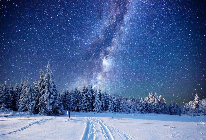 Toile de fond de photographie de neige d'hiver de nuit